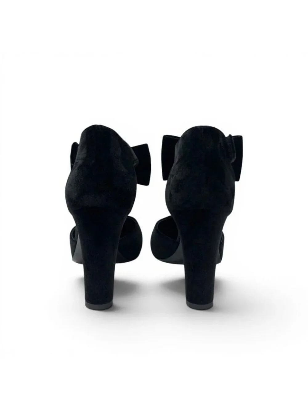 Chanel Pumps Shoes Velour Black Gold CC Logo Ribbon Pearl Velcro Strap
